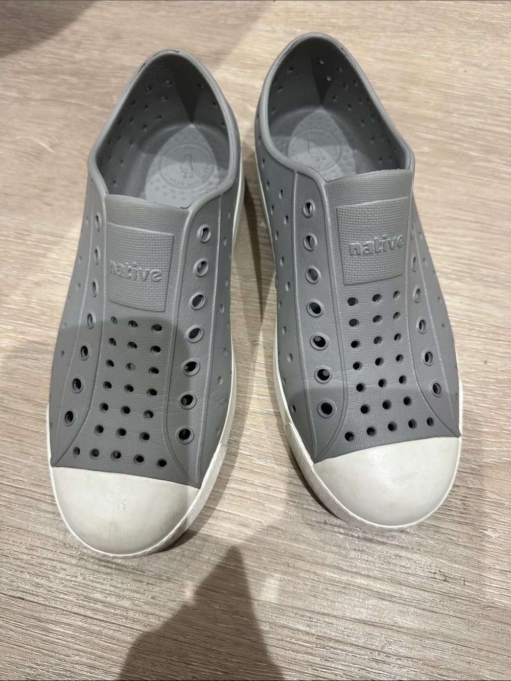 Native Kids Grey Slip-On Loafer with White Toe Cap